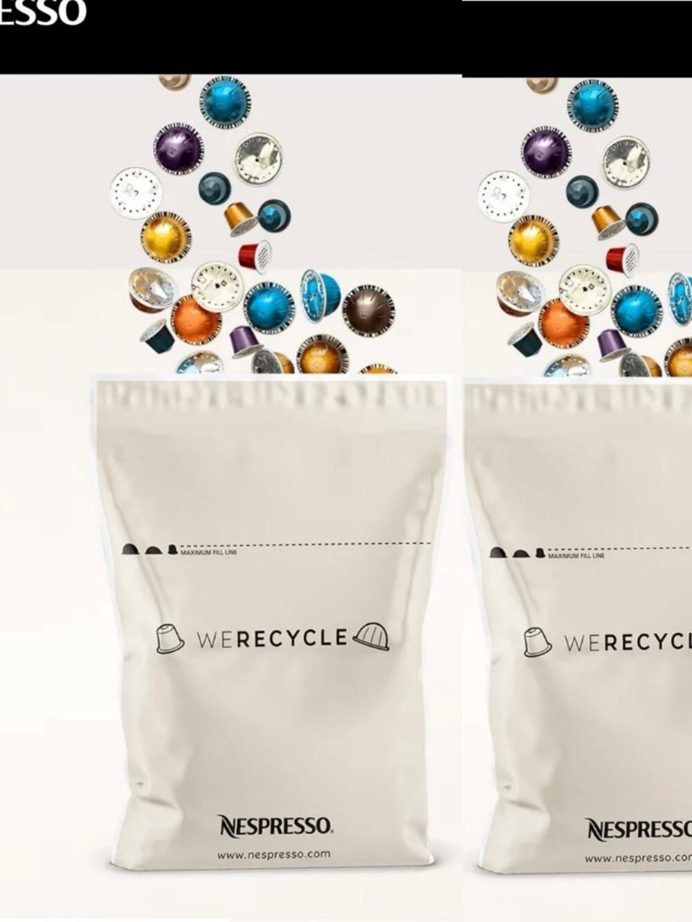 2 x Nespresso Coffee Pods Capsules Recycling Bag-Postage Paid Label-UPS Drop Off